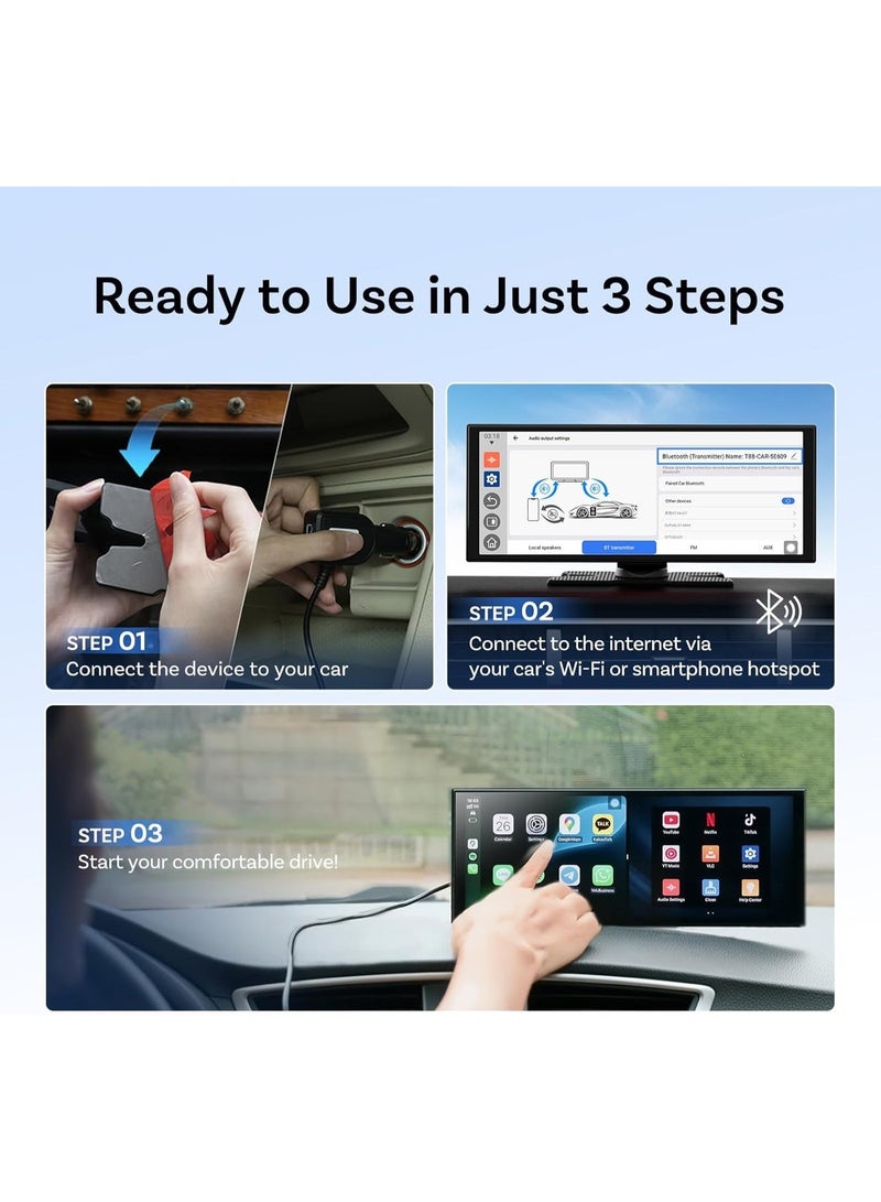 OTTOCAST 11.4” Wireless Portable CarPlay & Android Auto Screen with Rear Camera – 1920x720 HD 60FPS Touch Display, Dual Bluetooth, GPS Navigation, Voice Control, OTA Update, Split Screen - Image 3